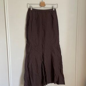 Brown linen maxi skirt